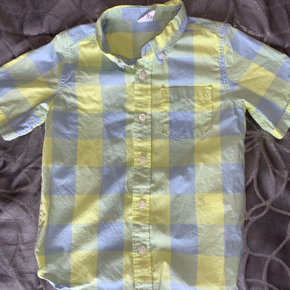 Gap blue and yellow plaid shirt